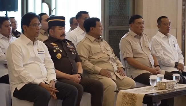 Prabowo Subianto di acara Penyerahan Uang Pengganti Kerugian Negara Rp 13,255 Triliun dalam perkara korupsi ekspor CPO (YouTube Sekretariat Presiden)